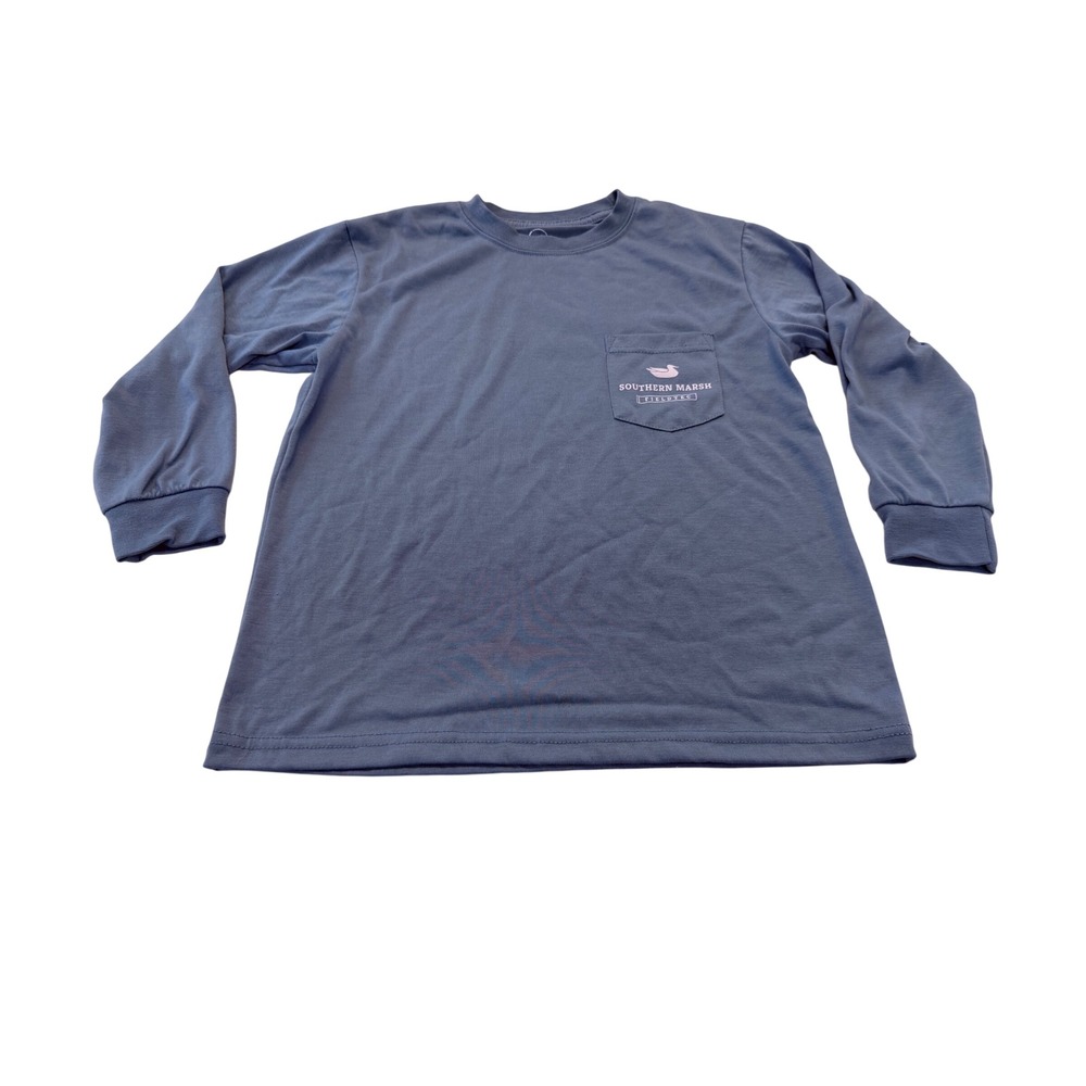 Southern Marsh Fieldtec Youth Medium Blue Long Sleeve Pocket Tee Shirt